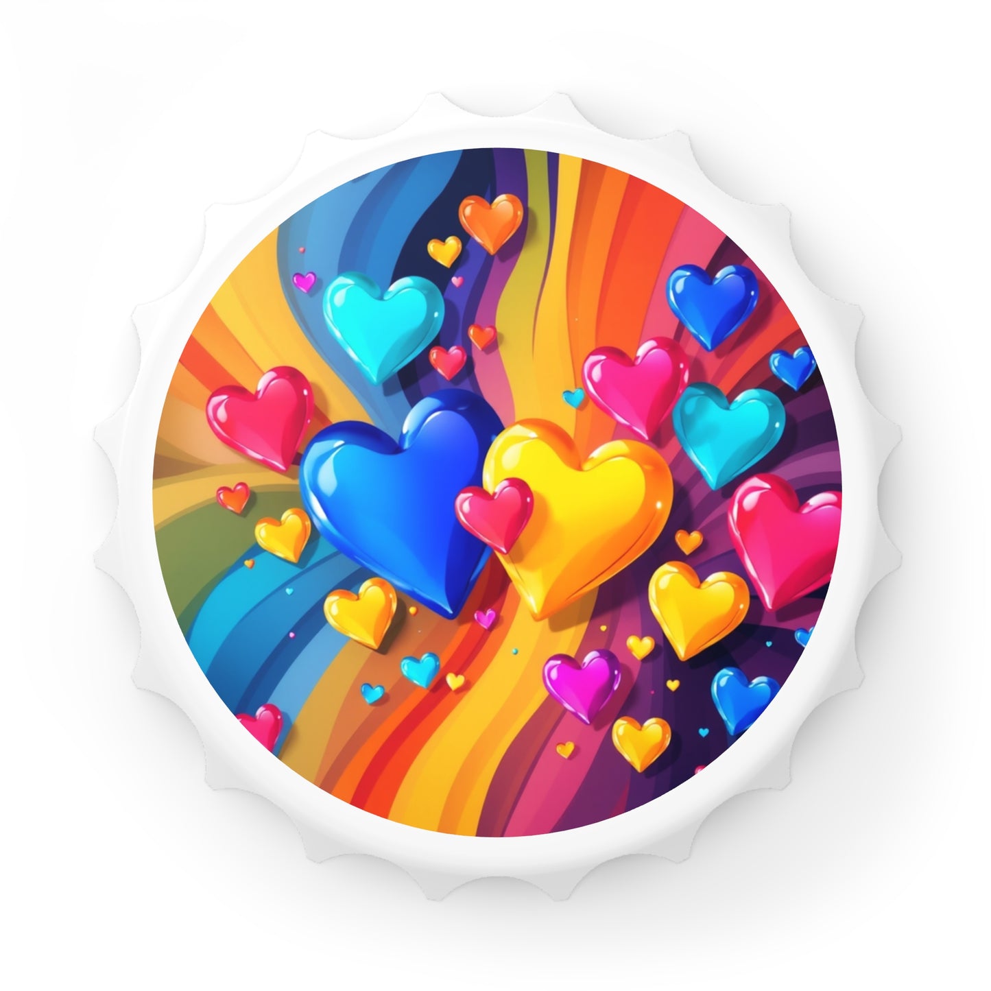 Colorful Heart Bottle Opener — Rainbow Pop Art Keychain Opener