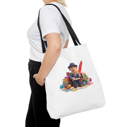 Tote — Cute Bookworm Writer Illustration Tote Bag