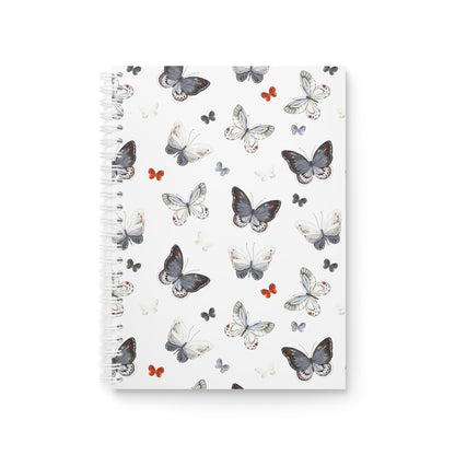 Cuaderno espiral con estampado de mariposas: diario de inspiración floral para la escuela, notas y regalos.