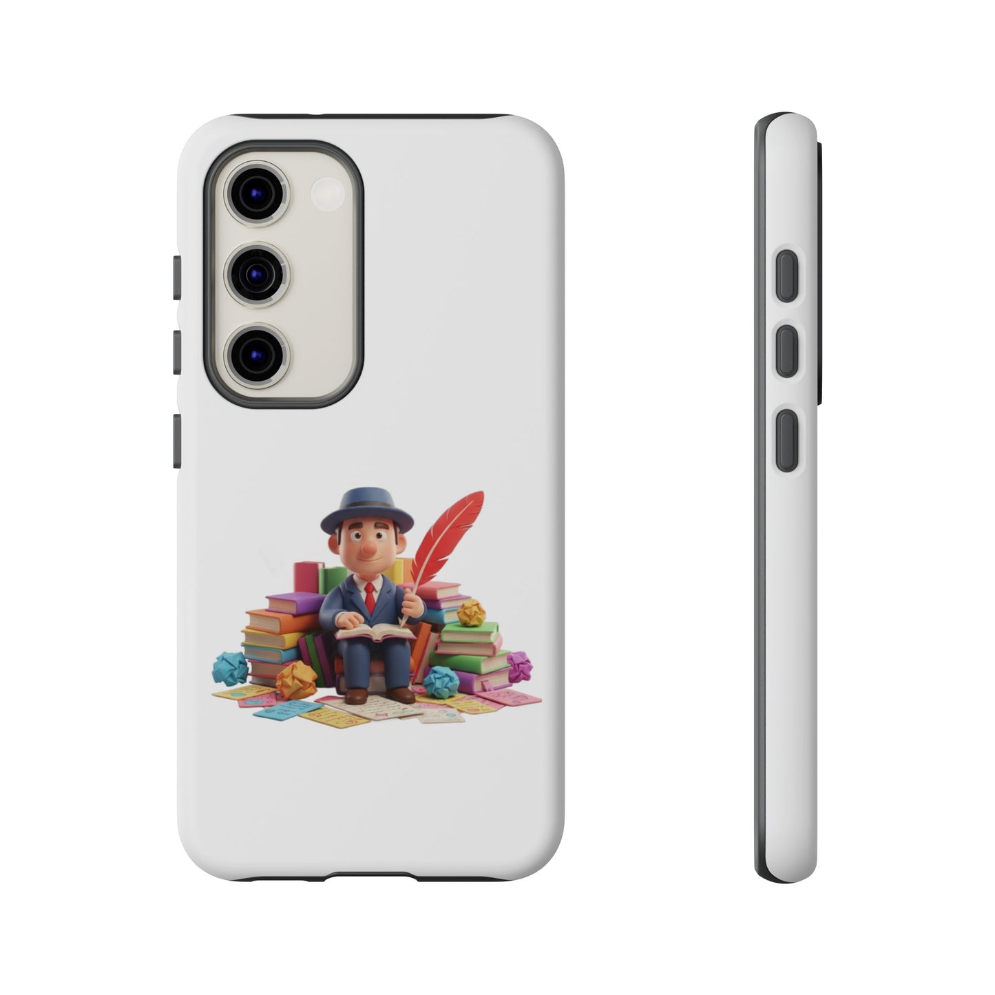 Samsung Bookworm Illustration Phone Case — Cute Scholar with Feather Pen