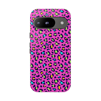 Funda resistente para teléfono Google Pink Neon Leopard: protector con estampado animal brillante