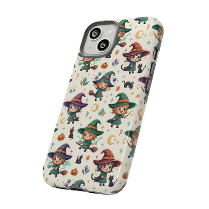 Niedliche iPhone-Handyhülle mit Hexenmuster – Halloween-Kawaii-iPhone-Hülle