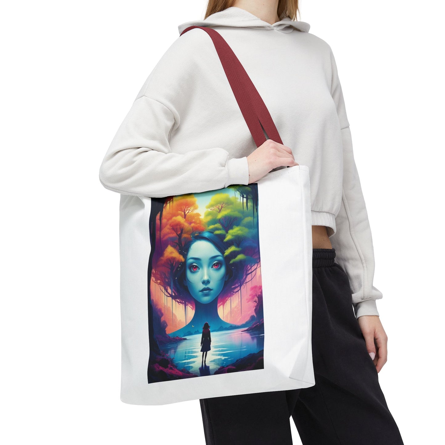 Dreamscape Portrait Tote Bag — Surreal Forest Girl Art