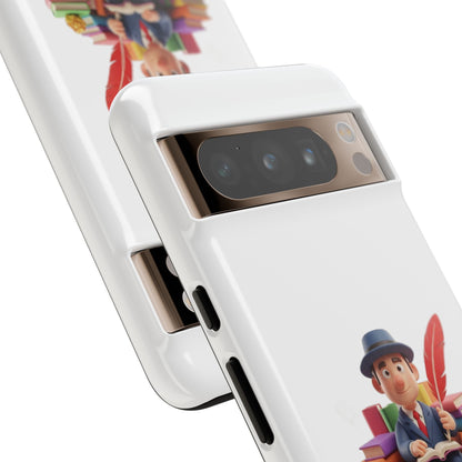 Google Author's Journey Phone Case — Cute Writer Illustration, Books & Quill Protective Cover