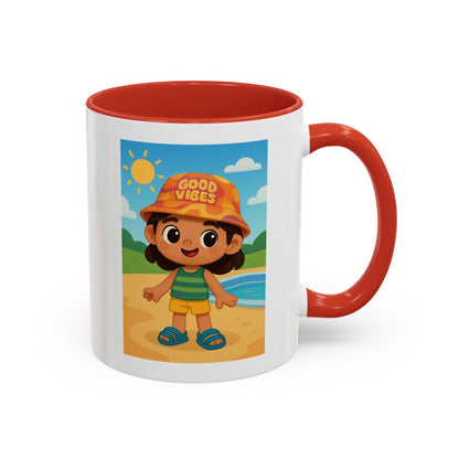 Good Vibes Beach Kid Mug — Accent Coffee Mug (11/15oz)
