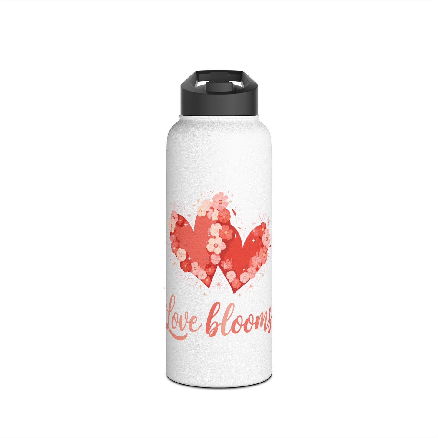 Edelstahl-Trinkflasche „Love Blooms“ – Isolierflasche mit Blumenherz
