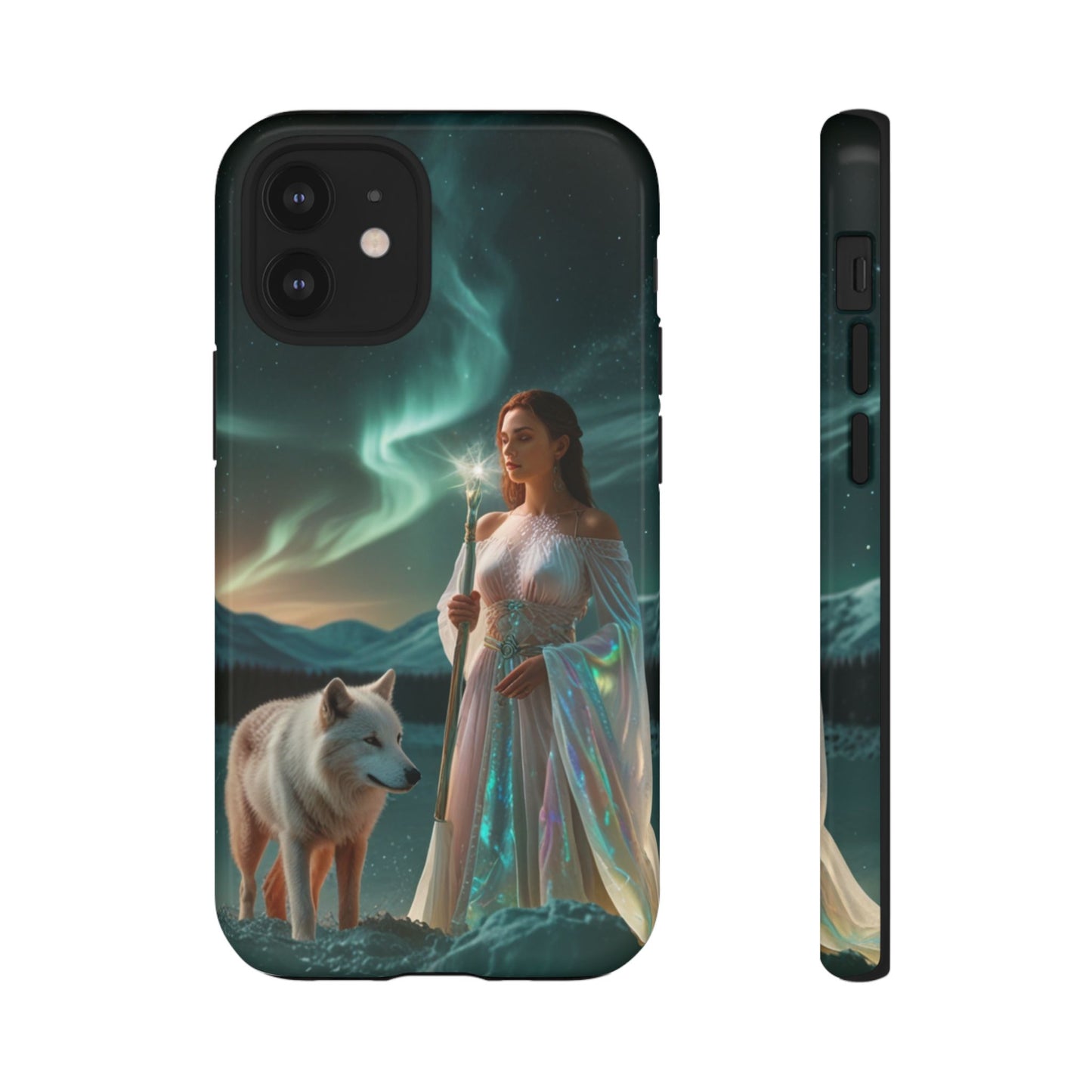 iPhone Mystic Guardian Phone Case — Aurora Wolf Woman Protective Cover