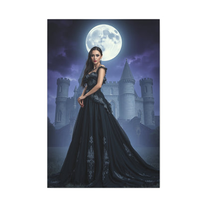 Gothic Moonlight Canvas Print — Elegant Dark Castle Portrait
