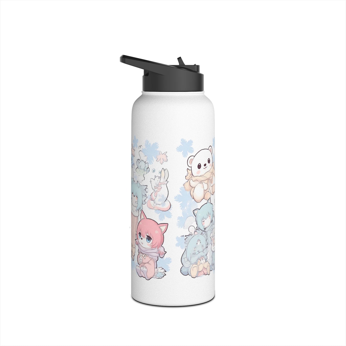 Wasserflasche aus Edelstahl mit niedlichen Kawaii-Wintermotiven