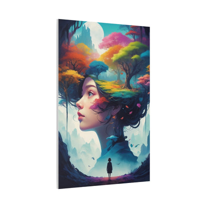 Surreal Forest Woman Matte Canvas Art — Dreamscape Profile Wall Decor