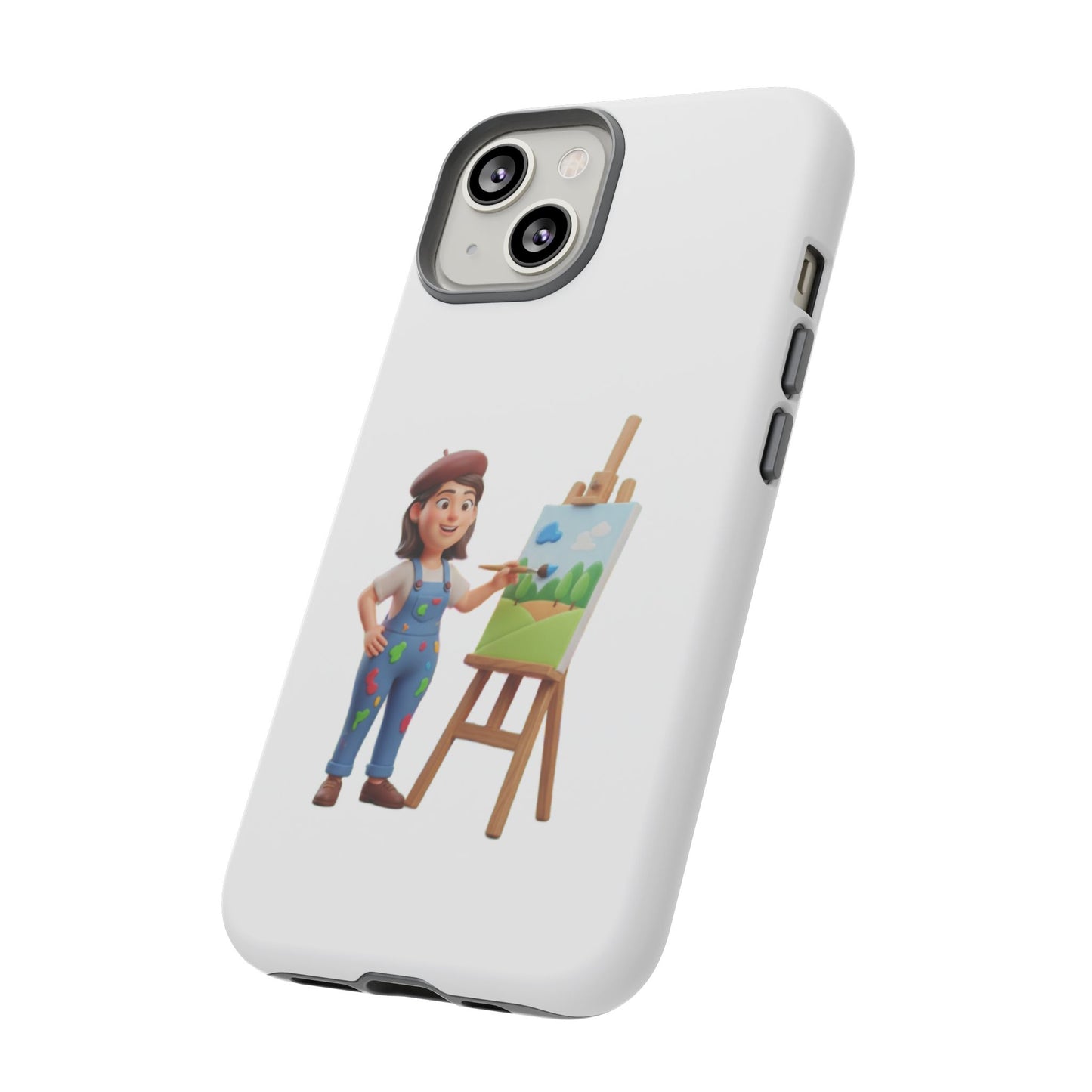 iPhone Artist Painter Phone Case — Cute Female Artist with Easel Protective iPhone Cover