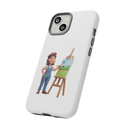 iPhone Artist Painter Phone Case — Cute Female Artist with Easel Protective iPhone Cover