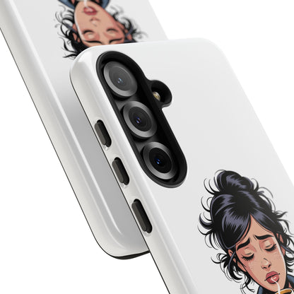 Samsung Phone Case — “First Coffee, Please” Cute Tired Girl Coffee Lover Phone Cover