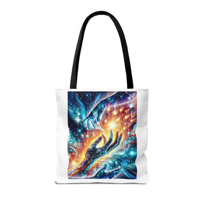 Cosmic Hands Tote Bag — Vibrant Galaxy Art Tote for Everyday, Beach & Gifts