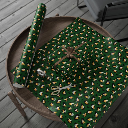 Green Leopard Print Wrapping Paper Roll – Luxe Animal Print Gift Wrap for Birthdays & Holidays