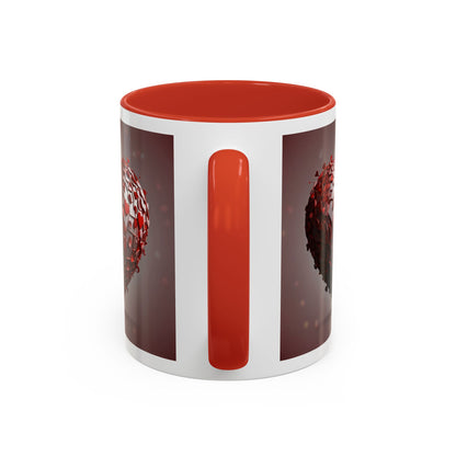 Heart Mosaic Accent Coffee Mug — Romantic Valentine’s Day Gift (11/15 oz)