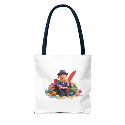Tote — Cute Bookworm Writer Illustration Tote Bag