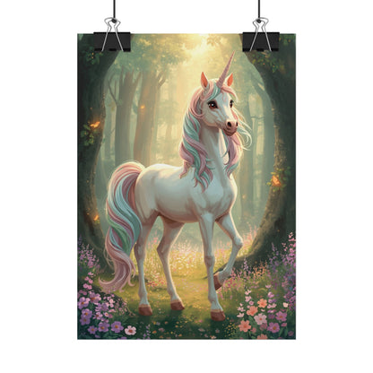 Unicorn Forest Poster — Magical Pastel Unicorn Wall Art