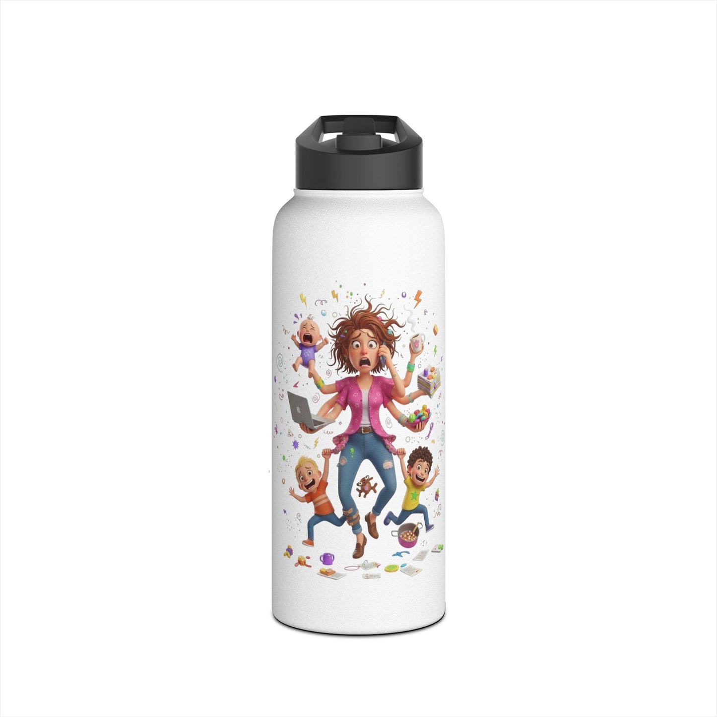 Mom Life Stainless Steel Thermic Bottle — Funny Multitasking Mom Design