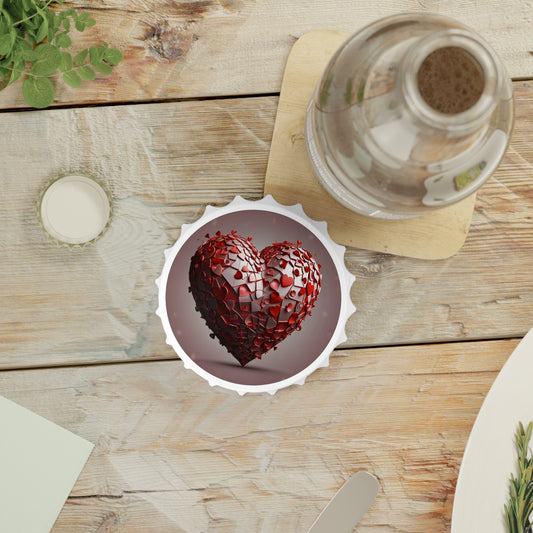 Bottle Opener — Heart Mosaic Design | Valentine Romantic Bar Tool