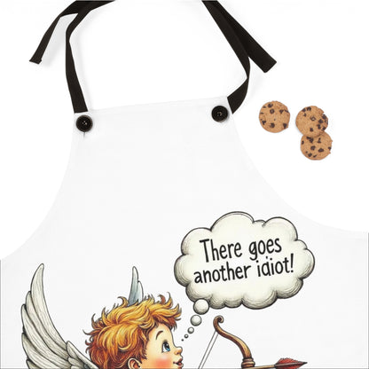 Apron — Cute Cupid Design "There Goes Another Idiot" Funny Kitchen Apron