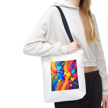 Colorful Heart Burst Tote Bag — Rainbow Love All-Over Print