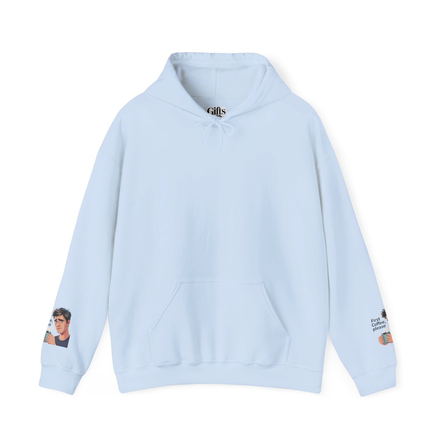 Coffee Lover Hoodie — "First Coffee, Please" Graphic Sweatshirt