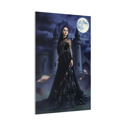 Gothic Moonlit Woman Matte Canvas Print — Dark Castle Wall Art