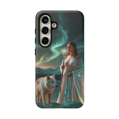 Samsung Aurora Guardian Handyhülle – Mystic Woman &amp; Wolf Magic Galaxy Schutz