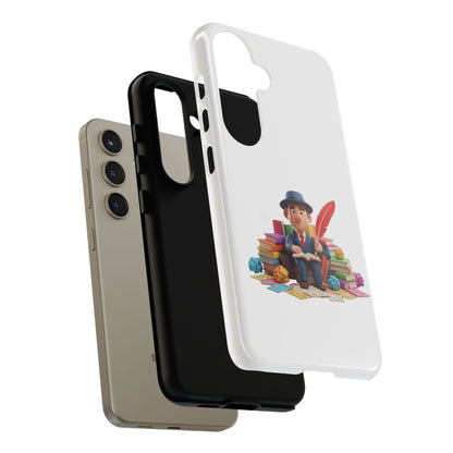 Samsung Bookworm Illustration Phone Case — Cute Scholar with Feather Pen