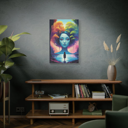 Surreal Blue Muse Canvas Art — Matte Stretched Wall Decor