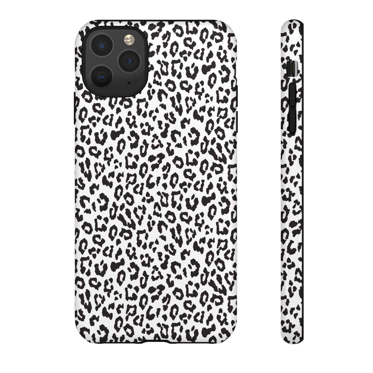 iPhone Leopard Print Tough Phone Case - Black & White Protective Cover