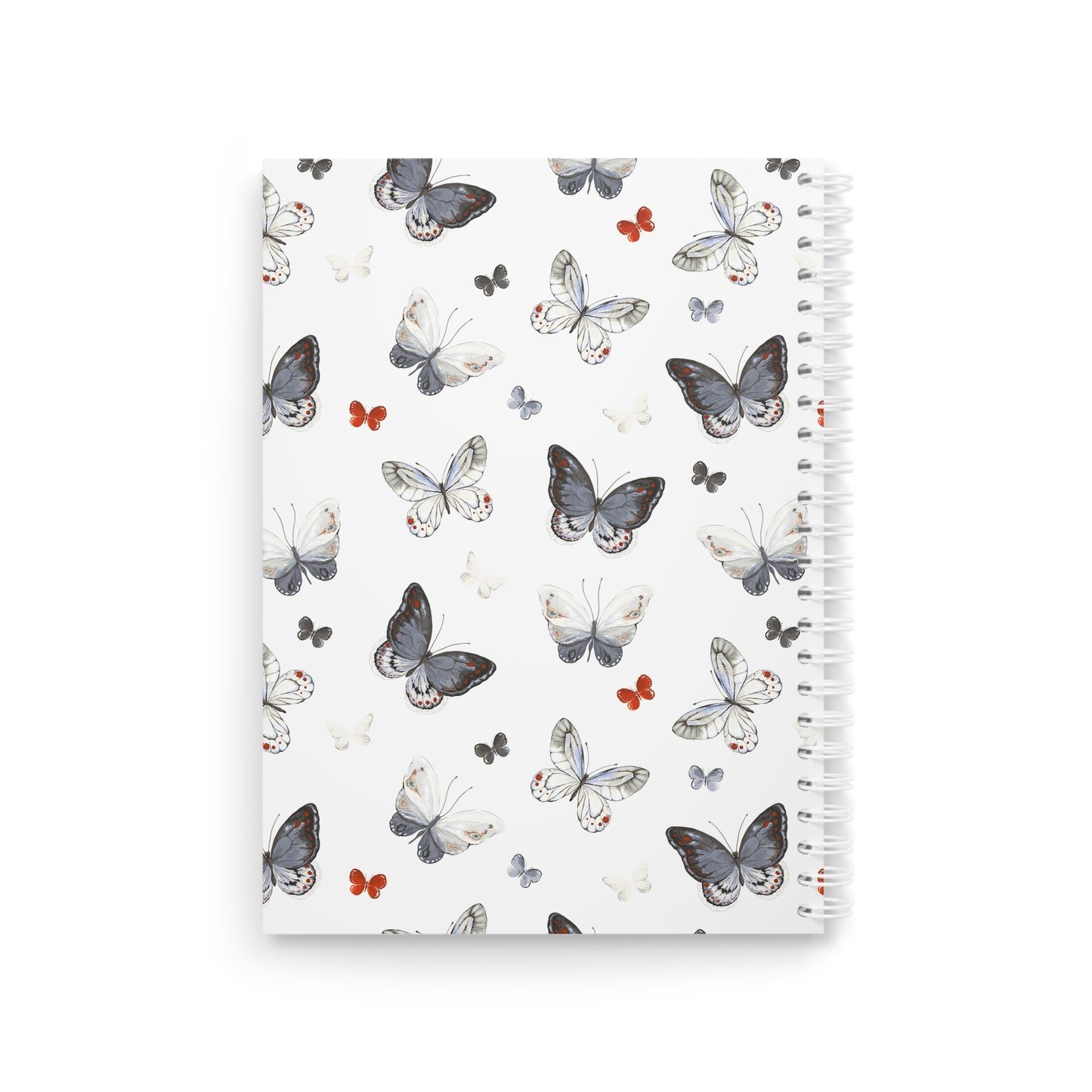 Cuaderno espiral con estampado de mariposas: diario de inspiración floral para la escuela, notas y regalos.
