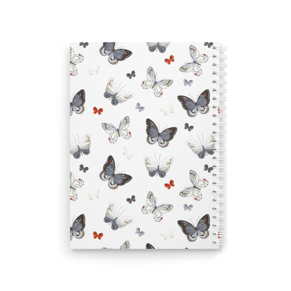 Cuaderno espiral con estampado de mariposas: diario de inspiración floral para la escuela, notas y regalos.