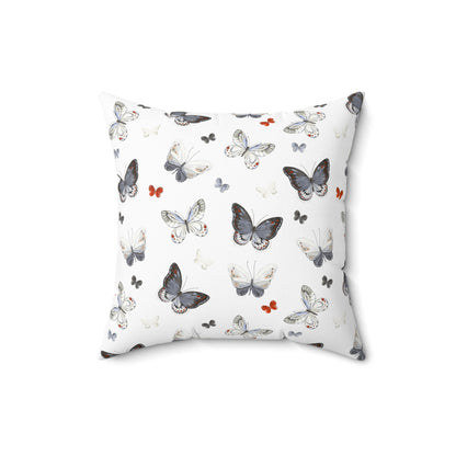 Butterfly Pattern Decorative Pillow — Neutral Gray & White Accent Throw