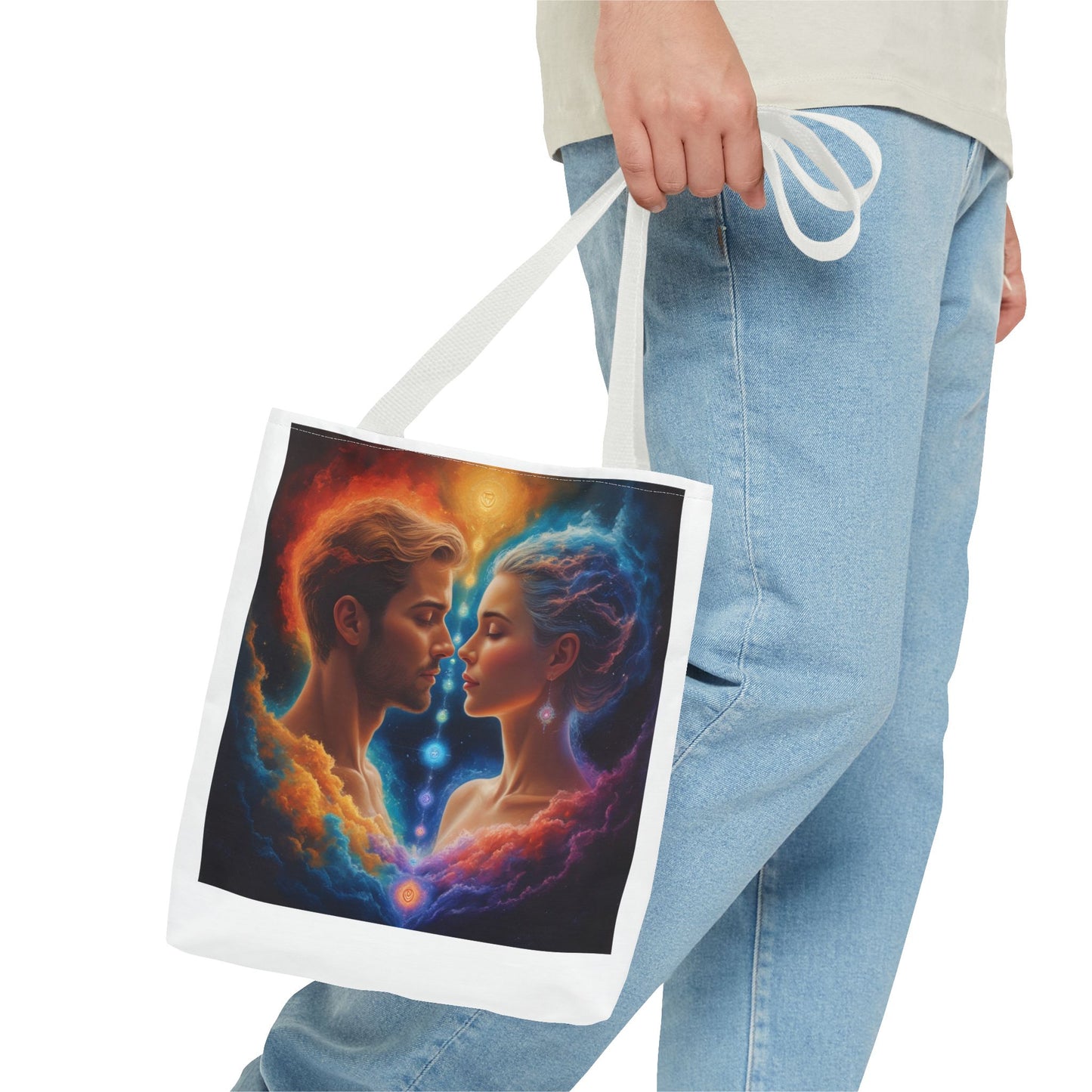 Mystic Soulmates Tote Bag — Celestial Couple Art AOP Tote