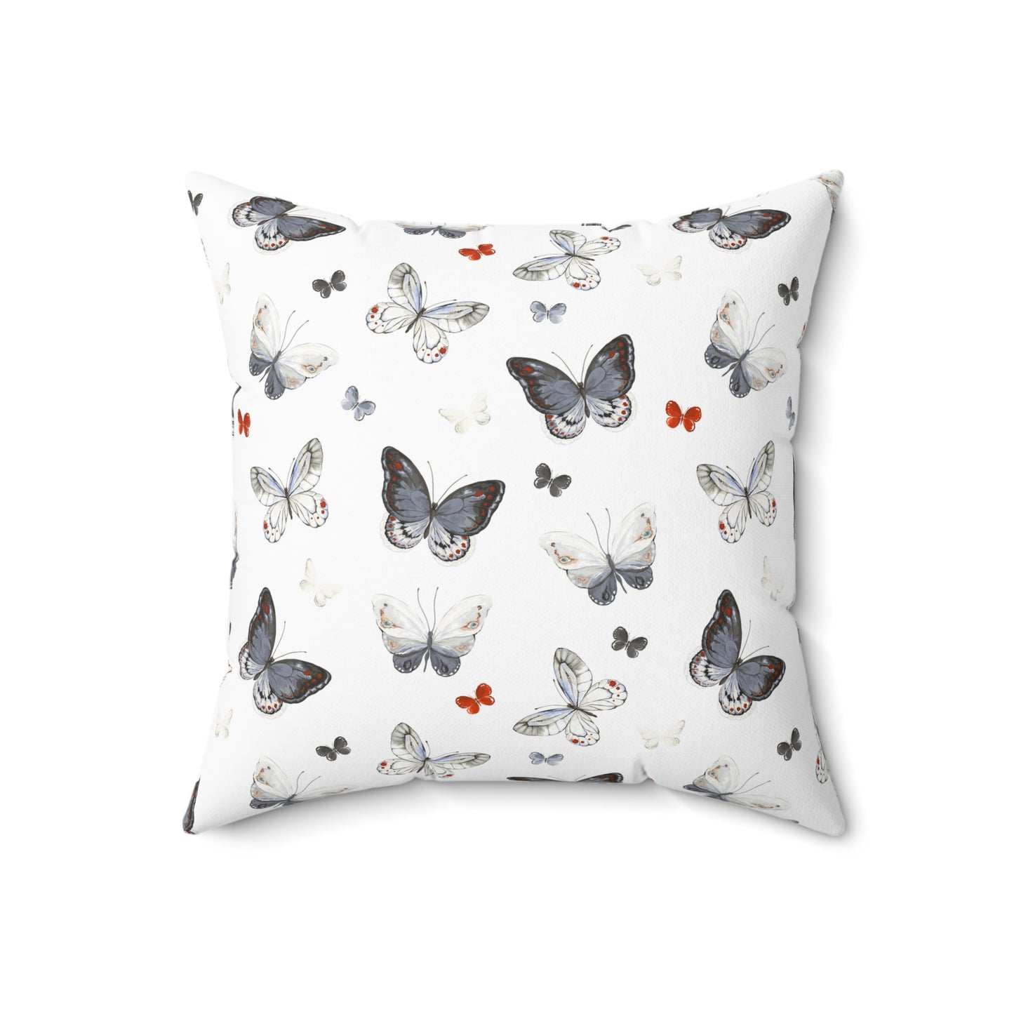 Butterfly Pattern Decorative Pillow — Neutral Gray & White Accent Throw