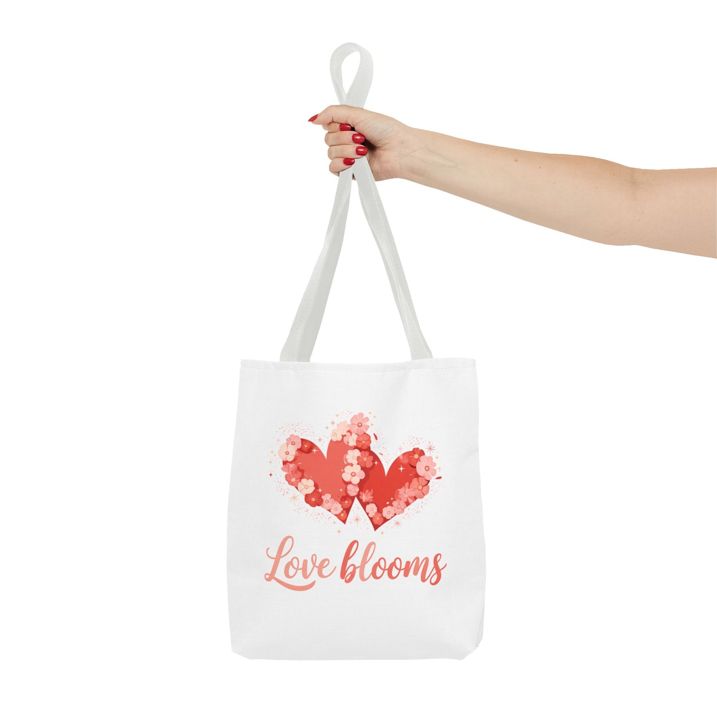 Love Blooms Heart Tote Bag — Floral Valentine Canvas Tote