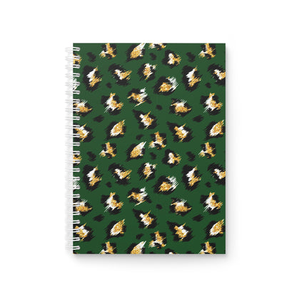 Green Leopard Print Spiral Notebook - Stylish Animal Print Journal for Note-Taking