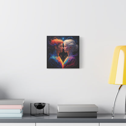 Cosmic Lovers Matte Canvas Art — Fire & Ice Romantic Wall Decor