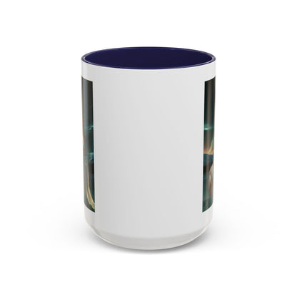 Taza de café Aurora Guardiana — Arte fantástico de mujer con lobo