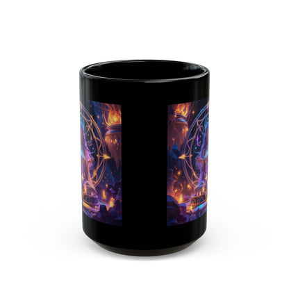 Taza negra de meditación mística — Arte de altar de la diosa bruja (325 ml/440 ml)