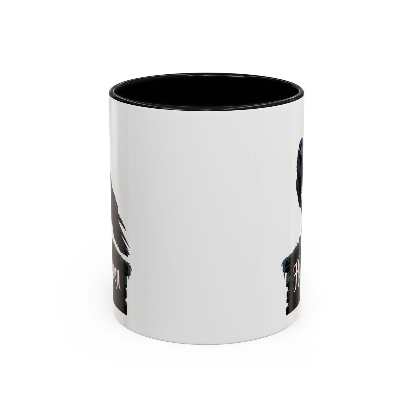 Halloween Raven Coffee Mug, Black Accent Mug, Spooky Drinkware, Unique Gift for Fall, Coffee Lover's Halloween Décor