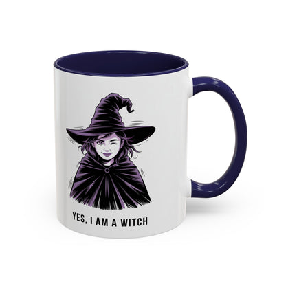 Witch Coffee Mug - "Yes, I Am a Witch" Accent Mug (11/15 oz)