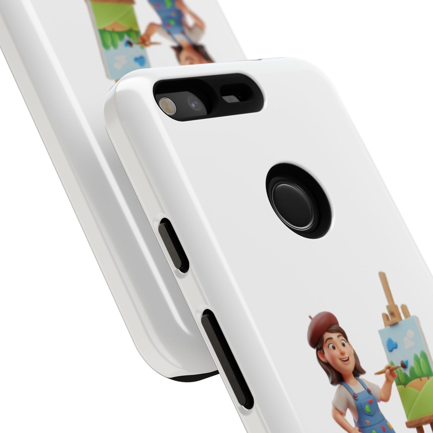 Google Artist Painting Phone Case — Cute Female Painter Illustration Phone Cover