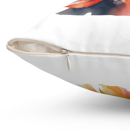 Phoenix Watercolor Throw Pillow — Vibrant Firebird Decorative Cushion