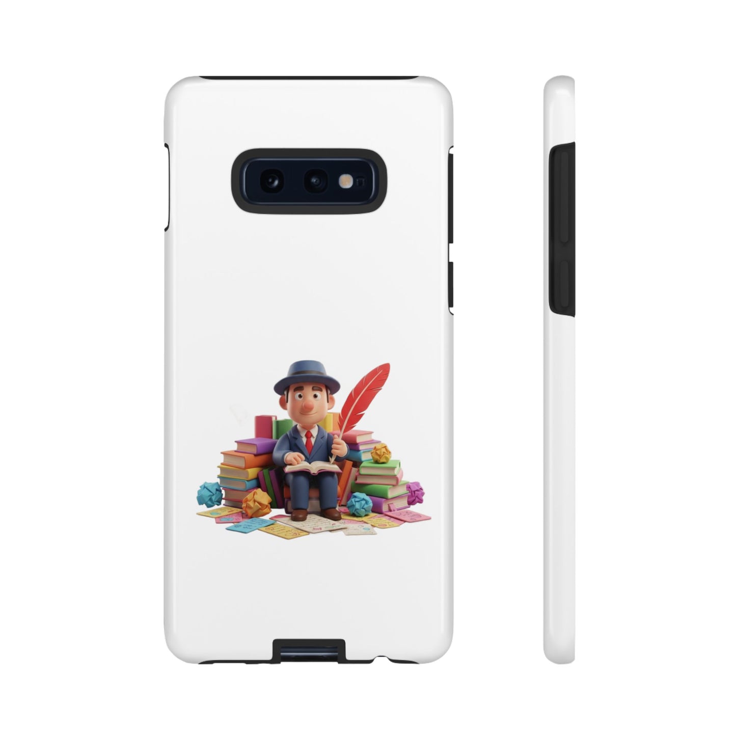 Samsung Bookworm Illustration Phone Case — Cute Scholar with Feather Pen
