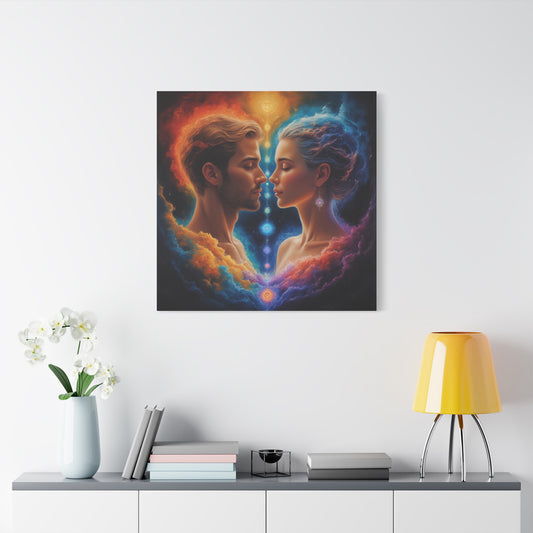 Spiritual Lovers Matte Canvas Print — Energetic Soulmate Portrait