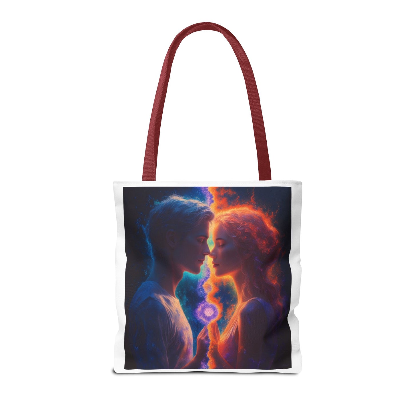 Cosmic Lovers Tote Bag — Flame & Ice Couple Art AOP