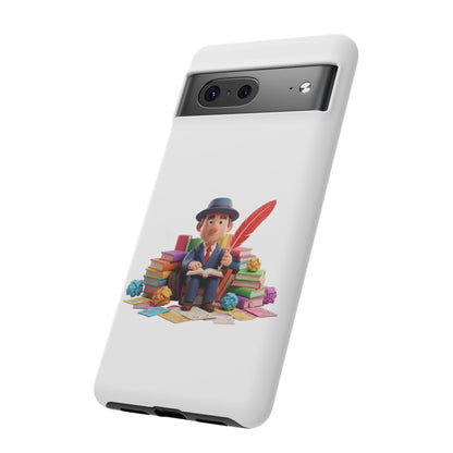 Google Author's Journey Phone Case — Cute Writer Illustration, Books & Quill Protective Cover